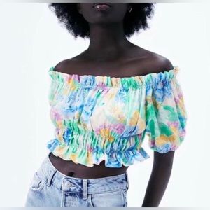 Zara puff sleeve cropped top